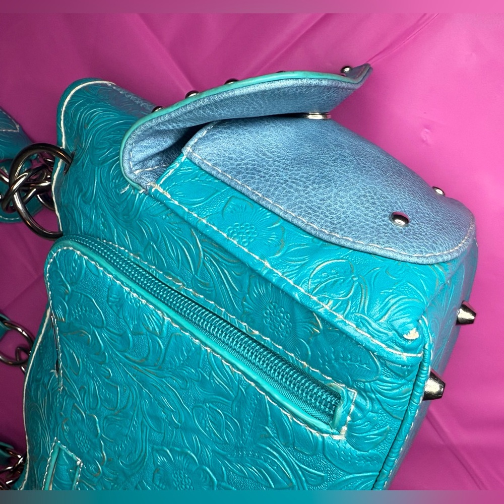 โจ๐ COWGIRL TRENDS Gold Silver Blue Buckle Studded & Jeweled Shoulder Purse Bag - Picture 14 of 17